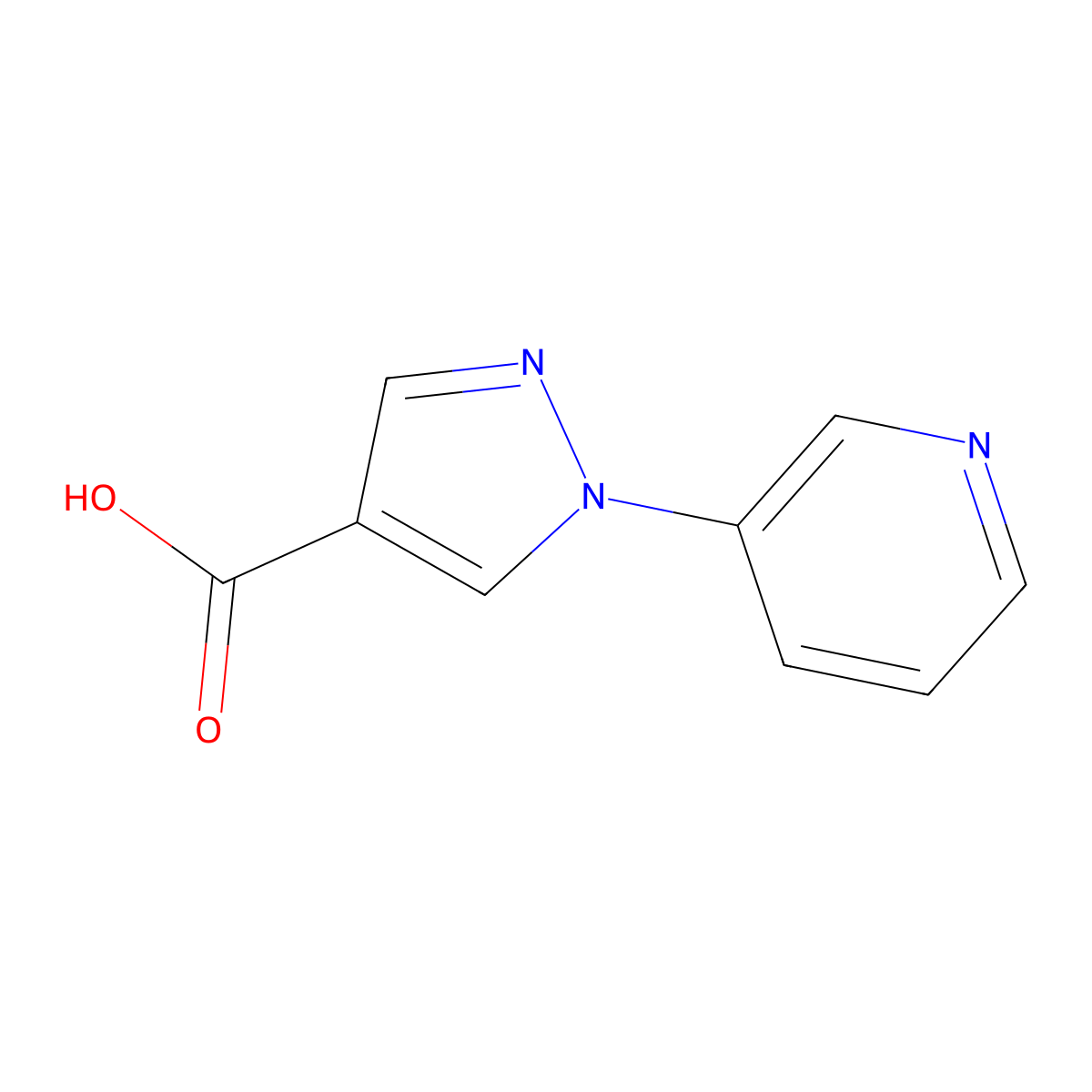 1-(Pyridin-3-yl)-1H-pyrazole-4-carboxylic acid molecular structure, CAS 1014631-89-0