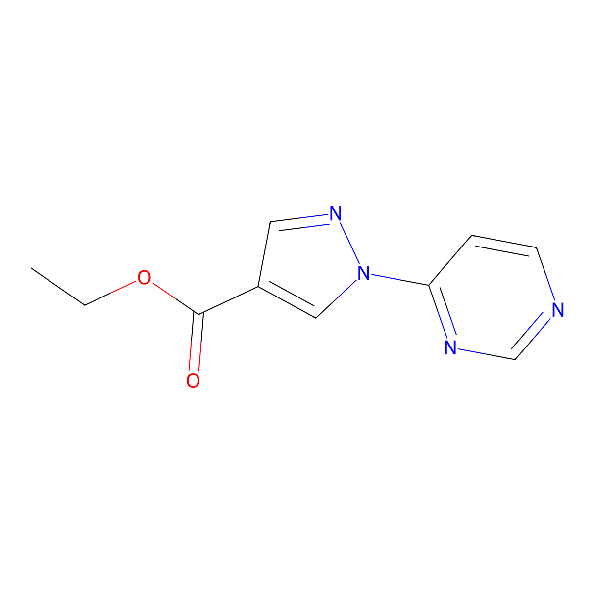 Ethyl 1-(pyrimidin-4-yl)-1H-pyrazole-4-carboxylate molecular structure, CAS 1014632-04-2