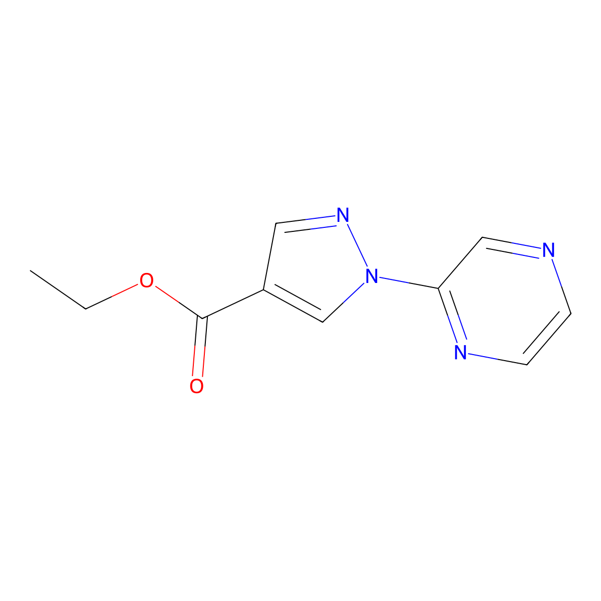 Ethyl 1-(pyrazin-2-yl)-1H-pyrazole-4-carboxylate molecular structure, CAS 1014632-12-2