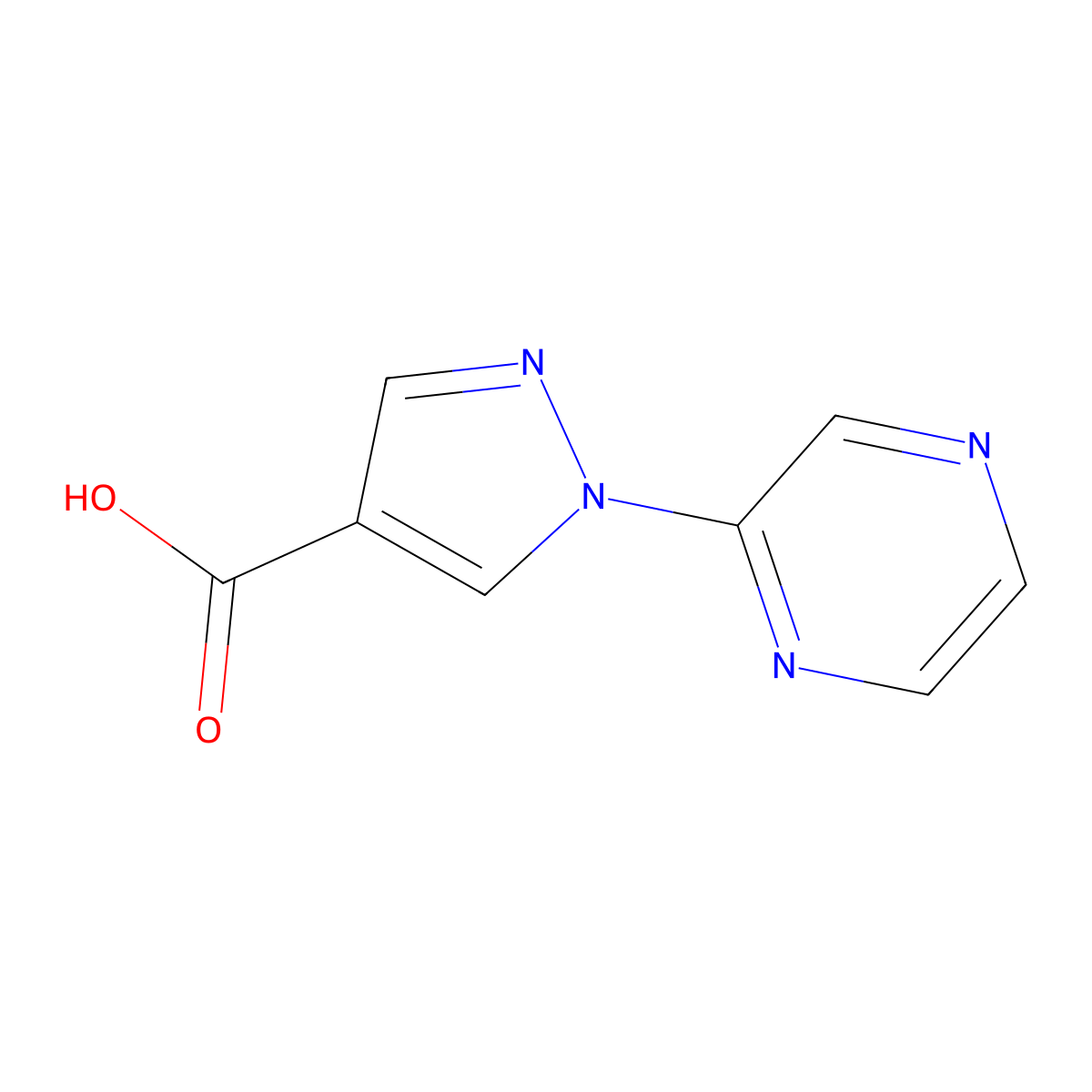 1-(Pyrazin-2-yl)-1H-pyrazole-4-carboxylic acid molecular structure, CAS 1014632-14-4