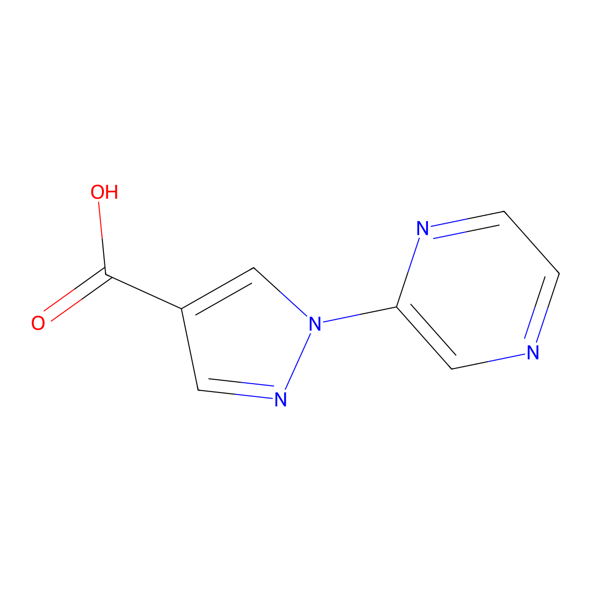 1-(Pyrazin-2-yl)-1H-pyrazole-4-carboxylic acid molecular structure, CAS 1014632-14-4