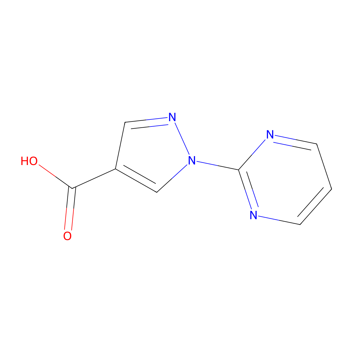 1-(Pyrimidin-2-yl)-1H-pyrazole-4-carboxylic acid molecular structure, CAS 1014632-18-8