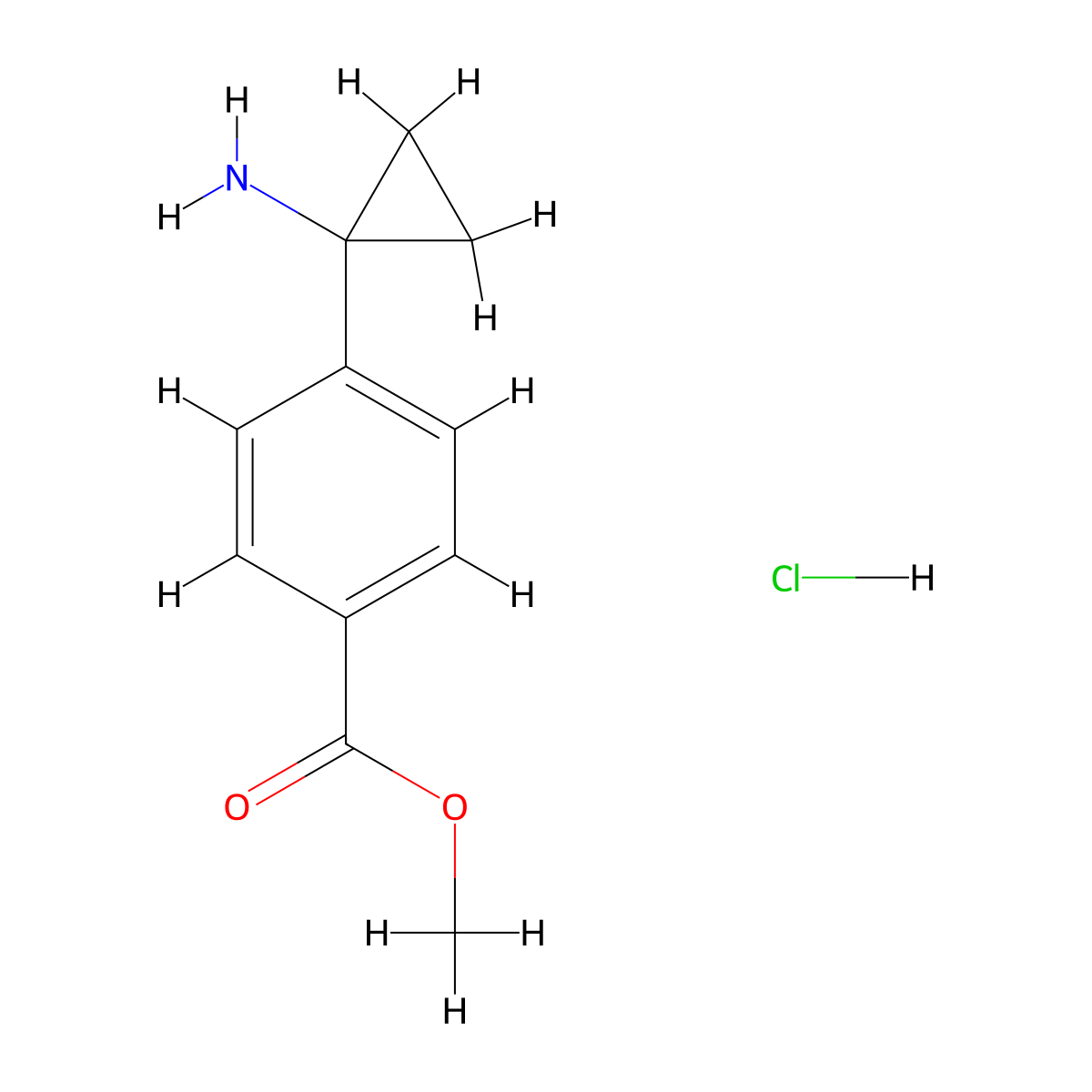 Methyl 4-(1-aminocyclopropyl)benzoate hydrochloride molecular structure, CAS 1014645-87-4