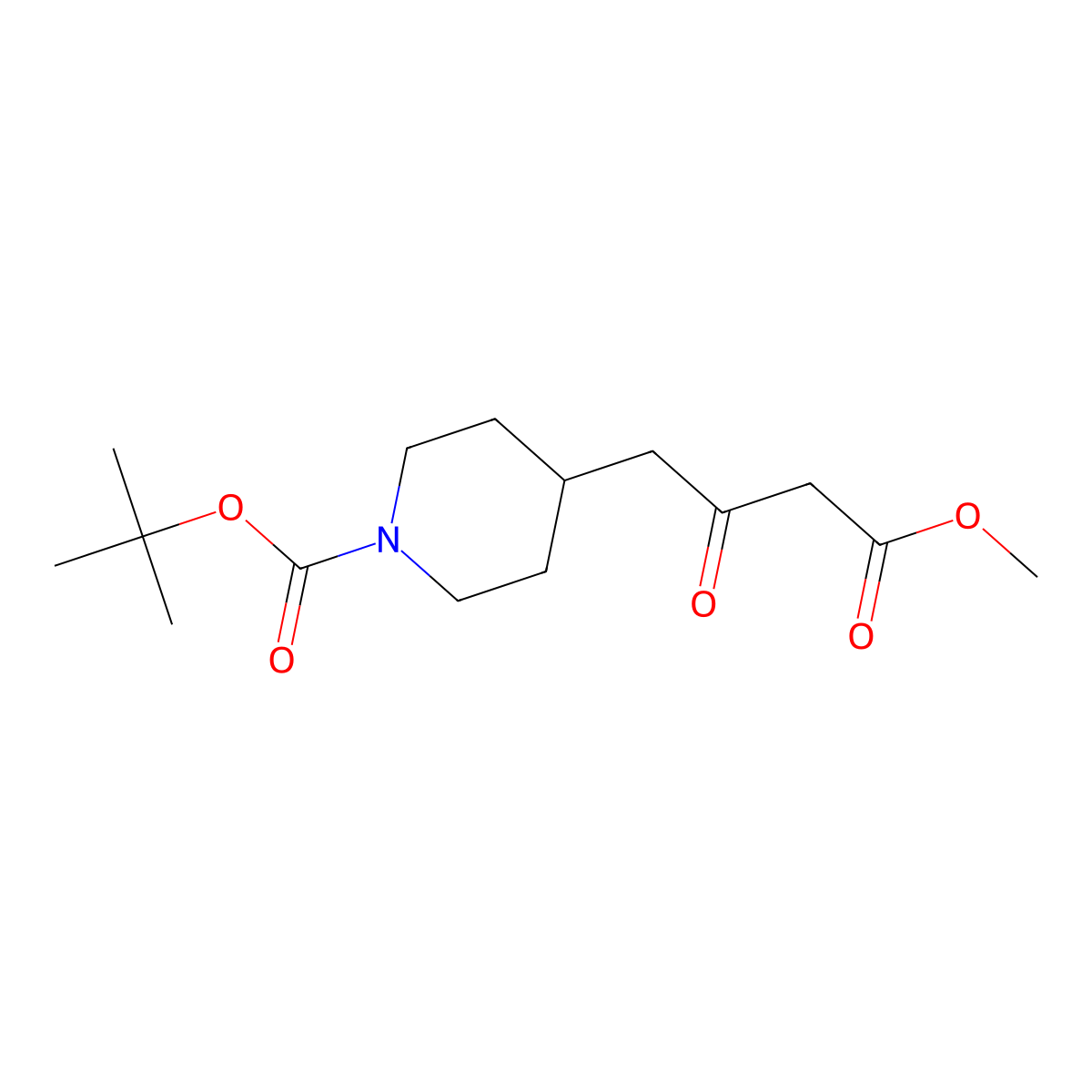 Methyl b-oxo-1-Boc-4-piperidinebutanoate molecular structure, CAS 1014679-82-3