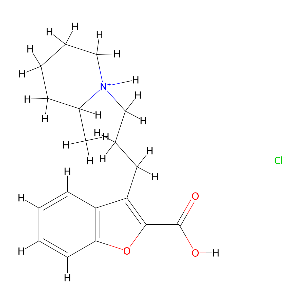 Coumarilic acid, 3-(2-methylpiperidino)propyl ester, monohydrochloride molecular structure, CAS 101468-12-6
