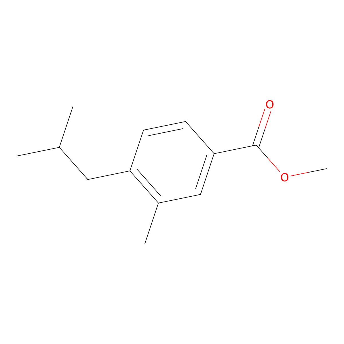 Methyl 3-methyl-4-(2-methylpropyl)benzoate molecular structure, CAS 1014691-14-5