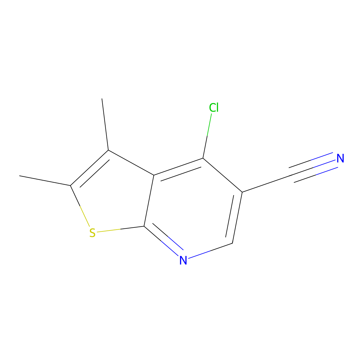 4-Chloro-2,3-dimethylthieno[2,3-b]pyridine-5-carbonitrile molecular structure, CAS 1014692-62-6