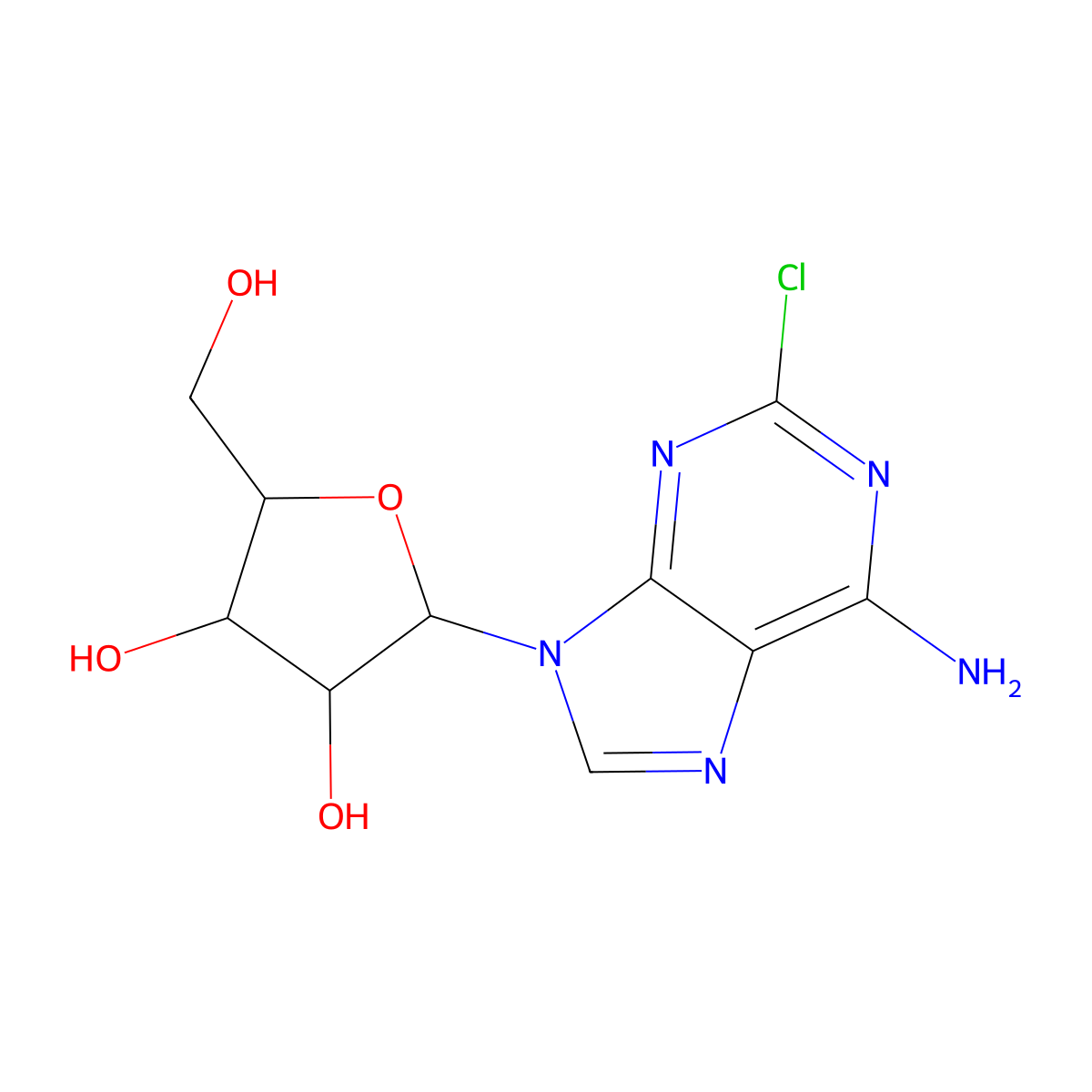2-Chloro-9-pentofuranosyl-9H-purin-6-amine molecular structure, CAS 10147-12-3
