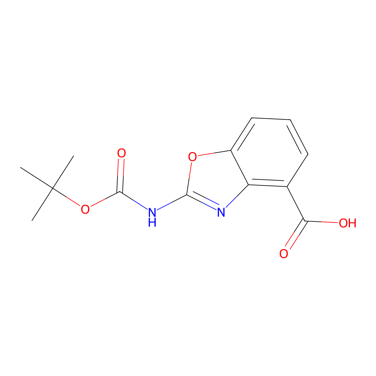 2-{[(Tert-butoxy)carbonyl]amino}-1,3-benzoxazole-4-carboxylic acid molecular structure, CAS 1014712-93-6