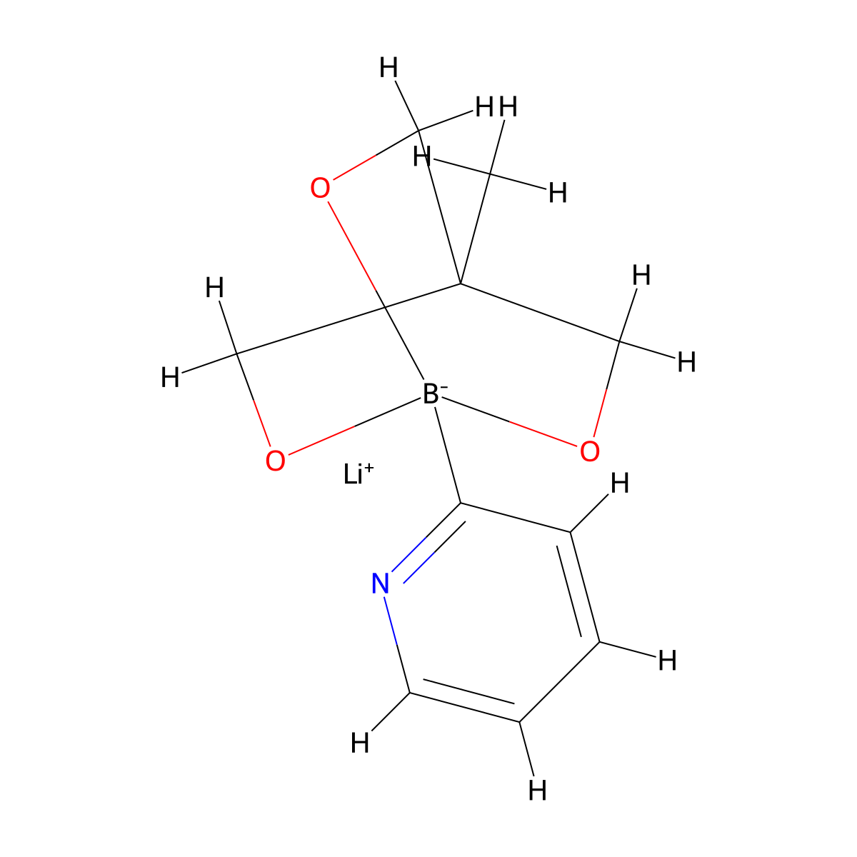 Lithium 4-methyl-1-(pyridin-2-yl)-2,6,7-trioxa-1-borabicyclo[2.2.2]octan-1-uide molecular structure, CAS 1014717-10-2