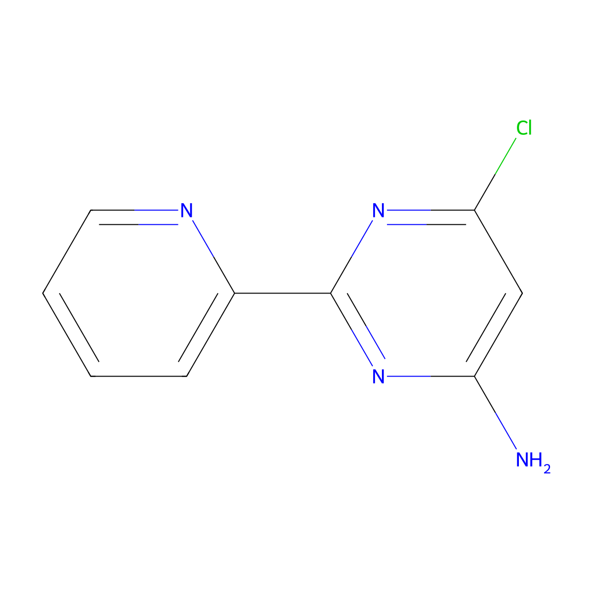 6-Chloro-2-(pyridin-2-yl)pyrimidin-4-amine molecular structure, CAS 1014720-73-0