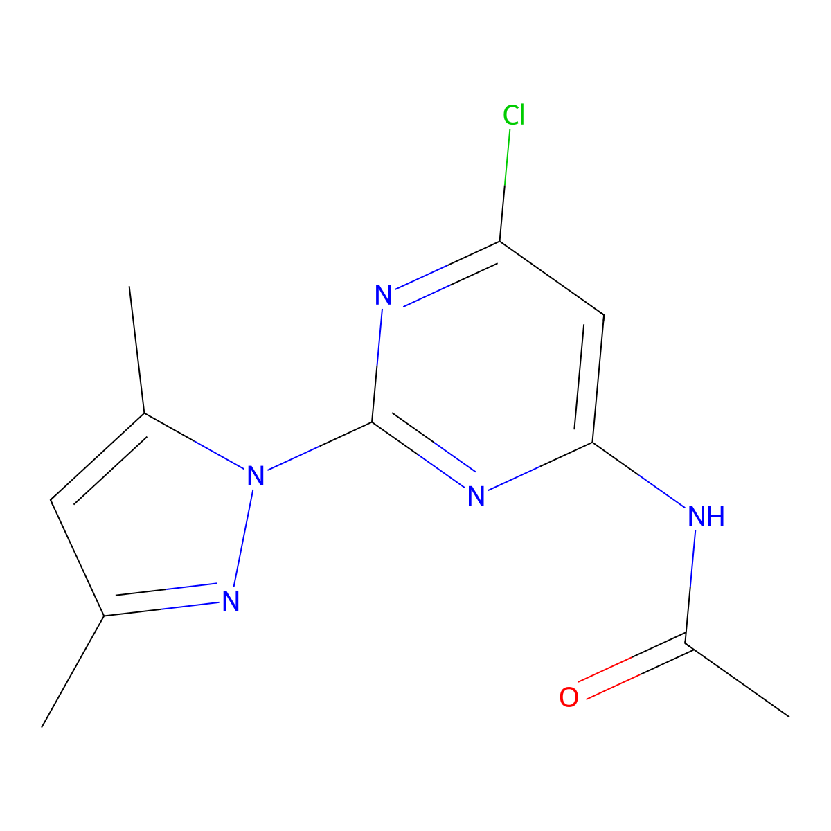 N-(6-Chloro-2-(3,5-dimethyl-1H-pyrazol-1-yl)pyrimidin-4-yl)acetamide molecular structure, CAS 1014720-89-8