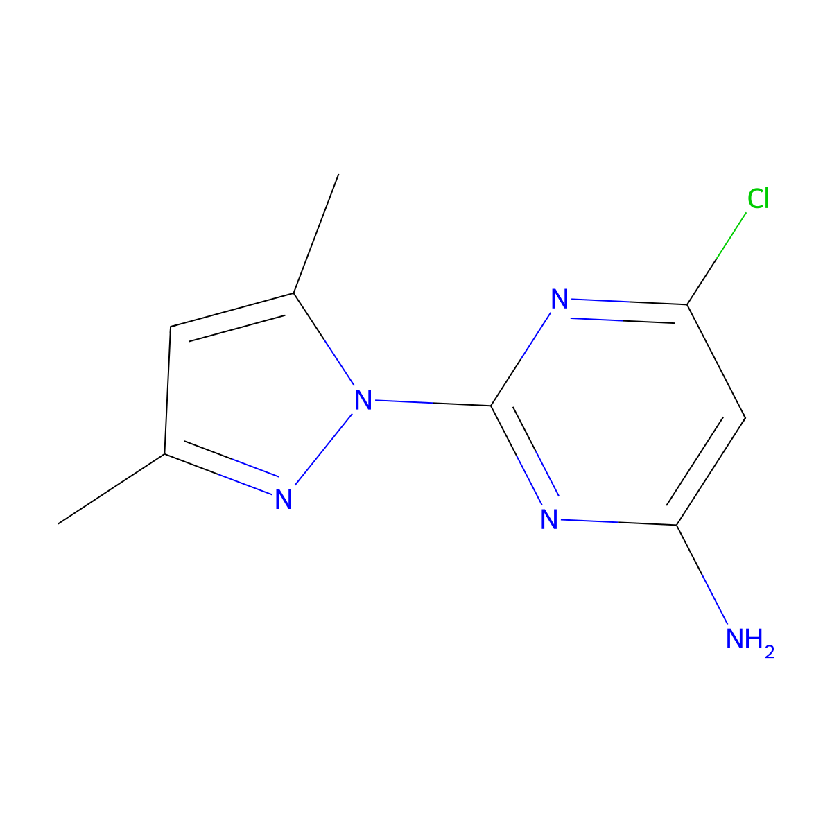 6-Chloro-2-(3,5-dimethyl-1H-pyrazol-1-yl)pyrimidin-4-amine molecular structure, CAS 1014720-95-6