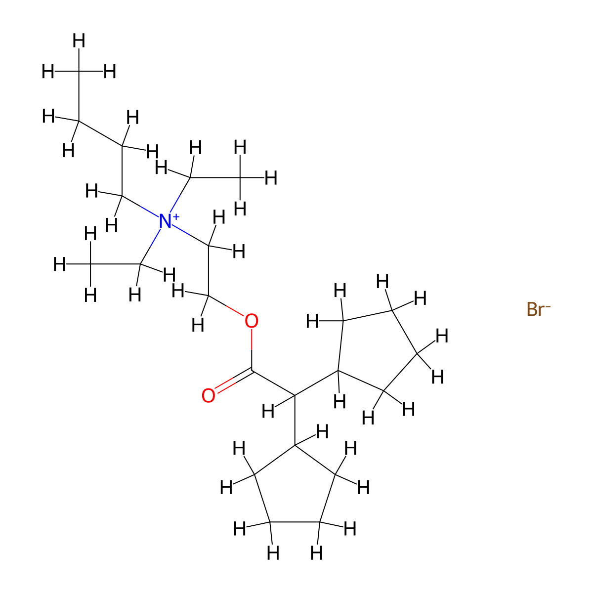 Ammonium, butyldiethyl(2-hydroxyethyl)-, bromide, dicyclopentylacetate molecular structure, CAS 101474-34-4