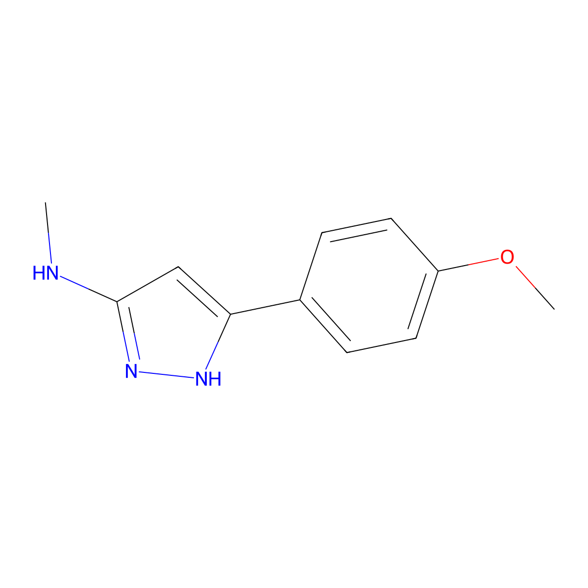 5-(4-methoxyphenyl)-N-methyl-1H-pyrazol-3-amine molecular structure, CAS 101476-65-7