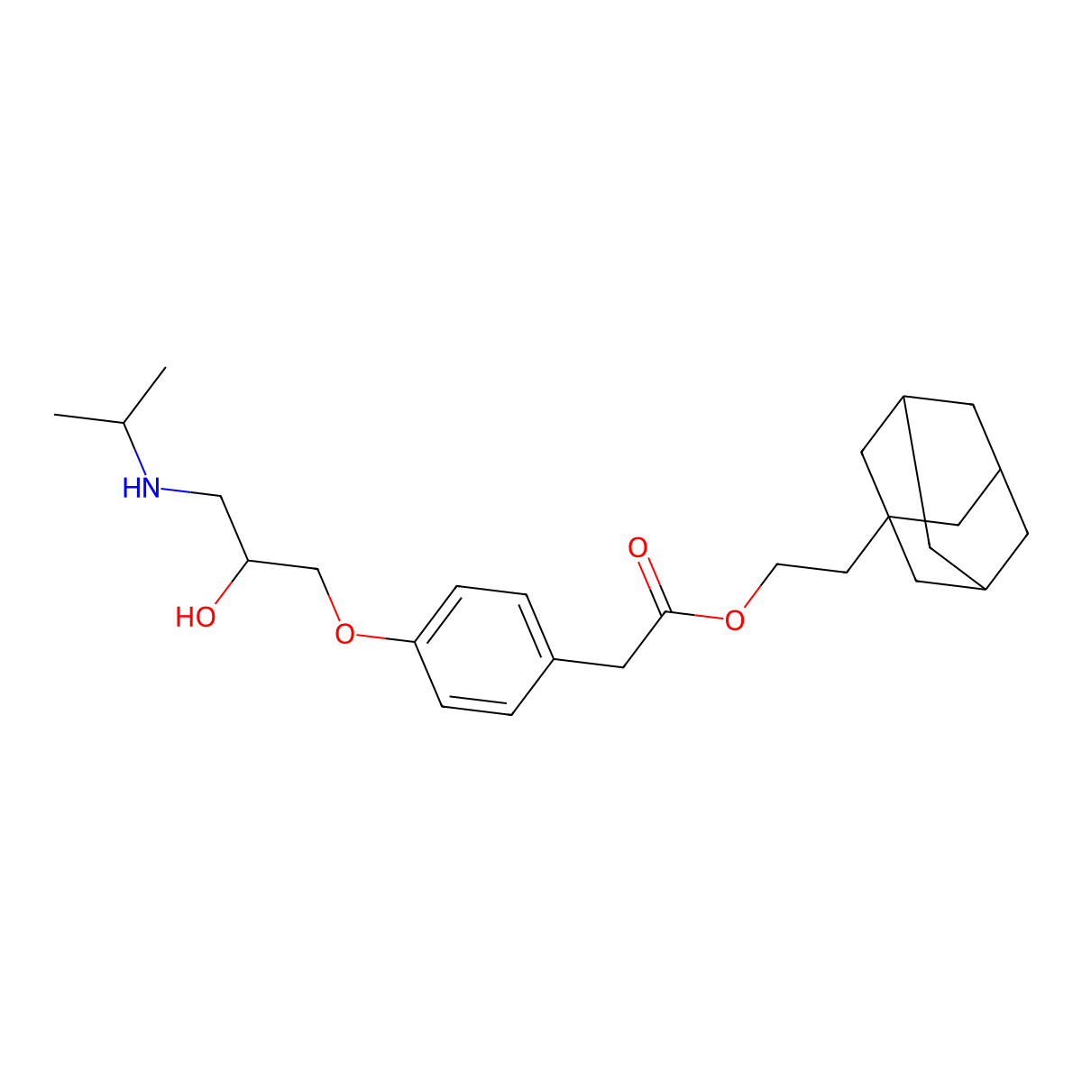 2-Tricyclo(3.3.1.13,7)dec-1-ylethyl 4-(2-hydroxy-3-((1-methylethyl)amino)propoxy)benzeneacetate molecular structure, CAS 101479-70-3
