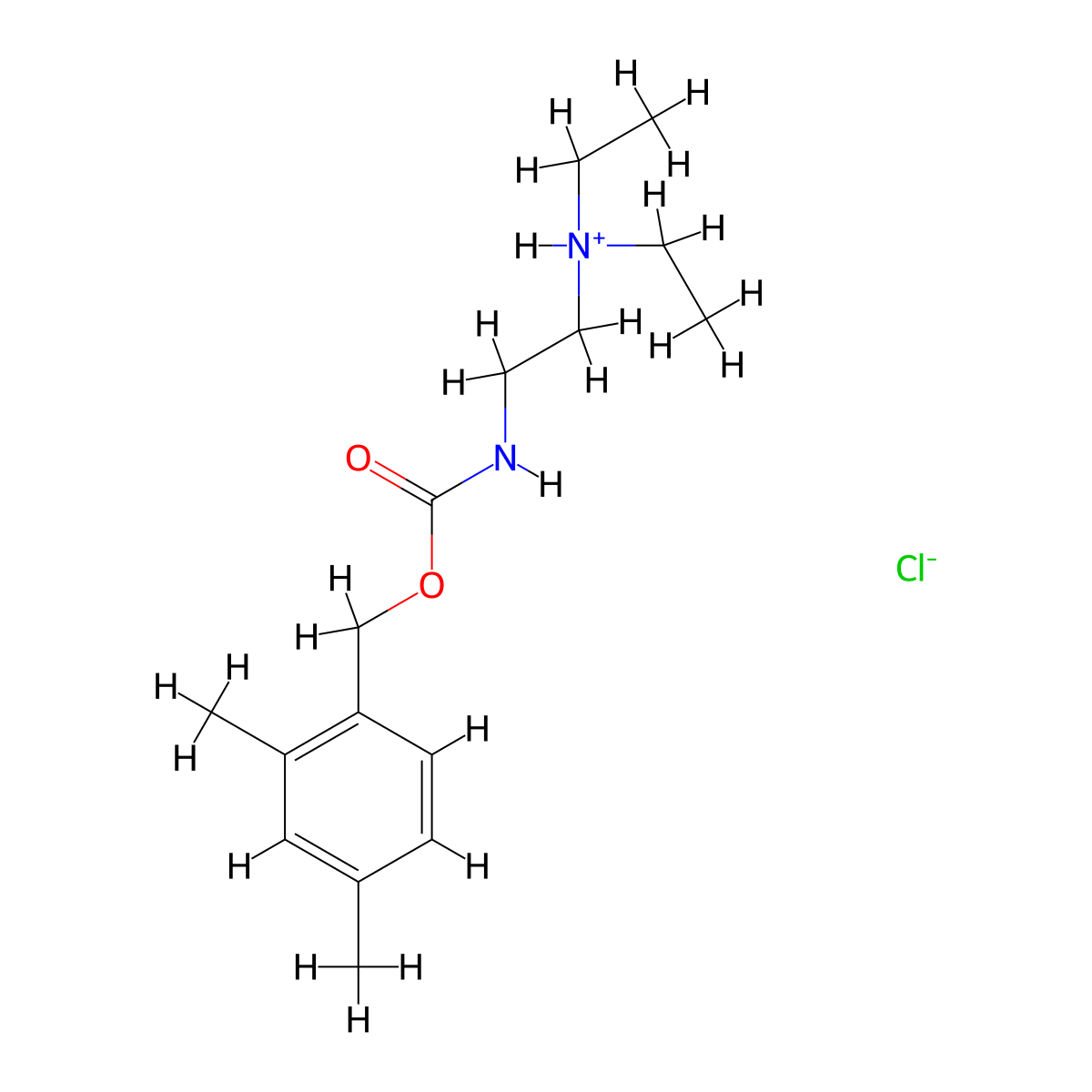 Carbamic acid, (2-(diethylamino)ethyl)-, 2,4-dimethylbenzyl ester, monohydrochloride molecular structure, CAS 101491-60-5