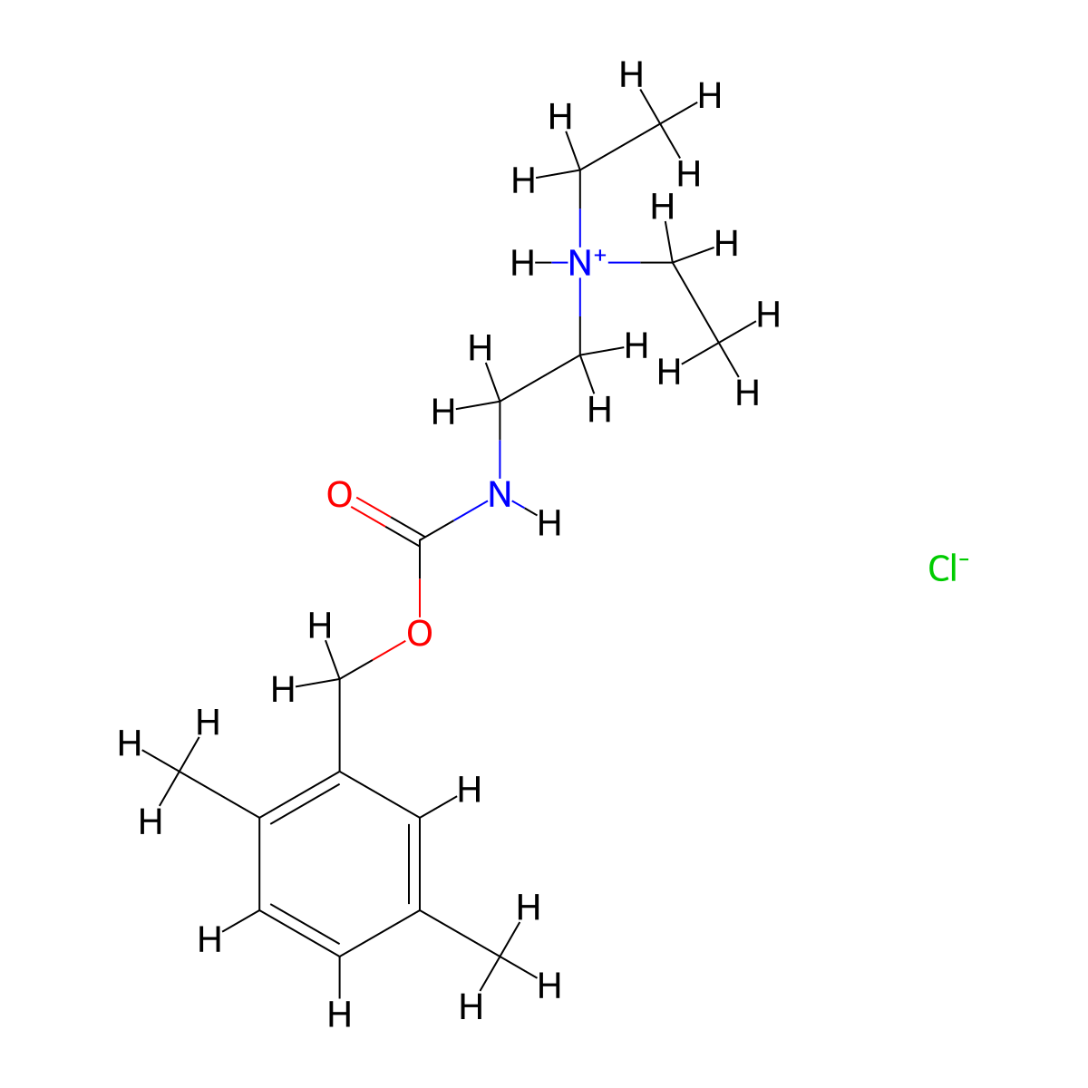 Carbamic acid, (2-(diethylamino)ethyl)-, 2,5-dimethylbenzyl ester, monohydrochloride molecular structure, CAS 101491-61-6
