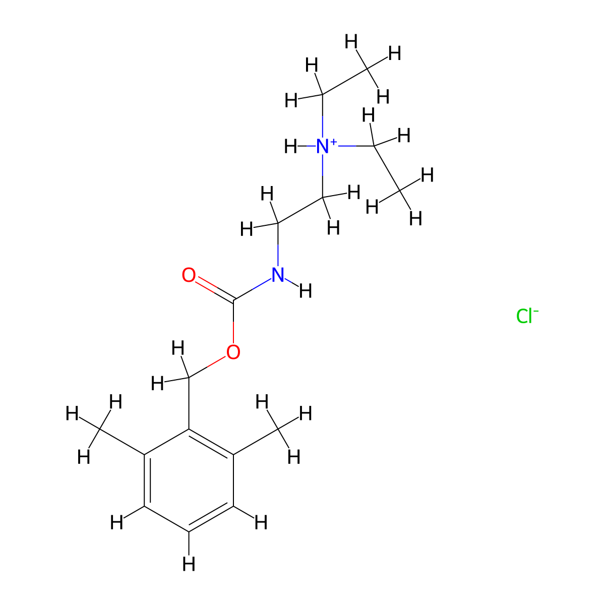 Carbamic acid, (2-(diethylamino)ethyl)-, 2,6-dimethylbenzyl ester, monohydrochloride molecular structure, CAS 101491-62-7