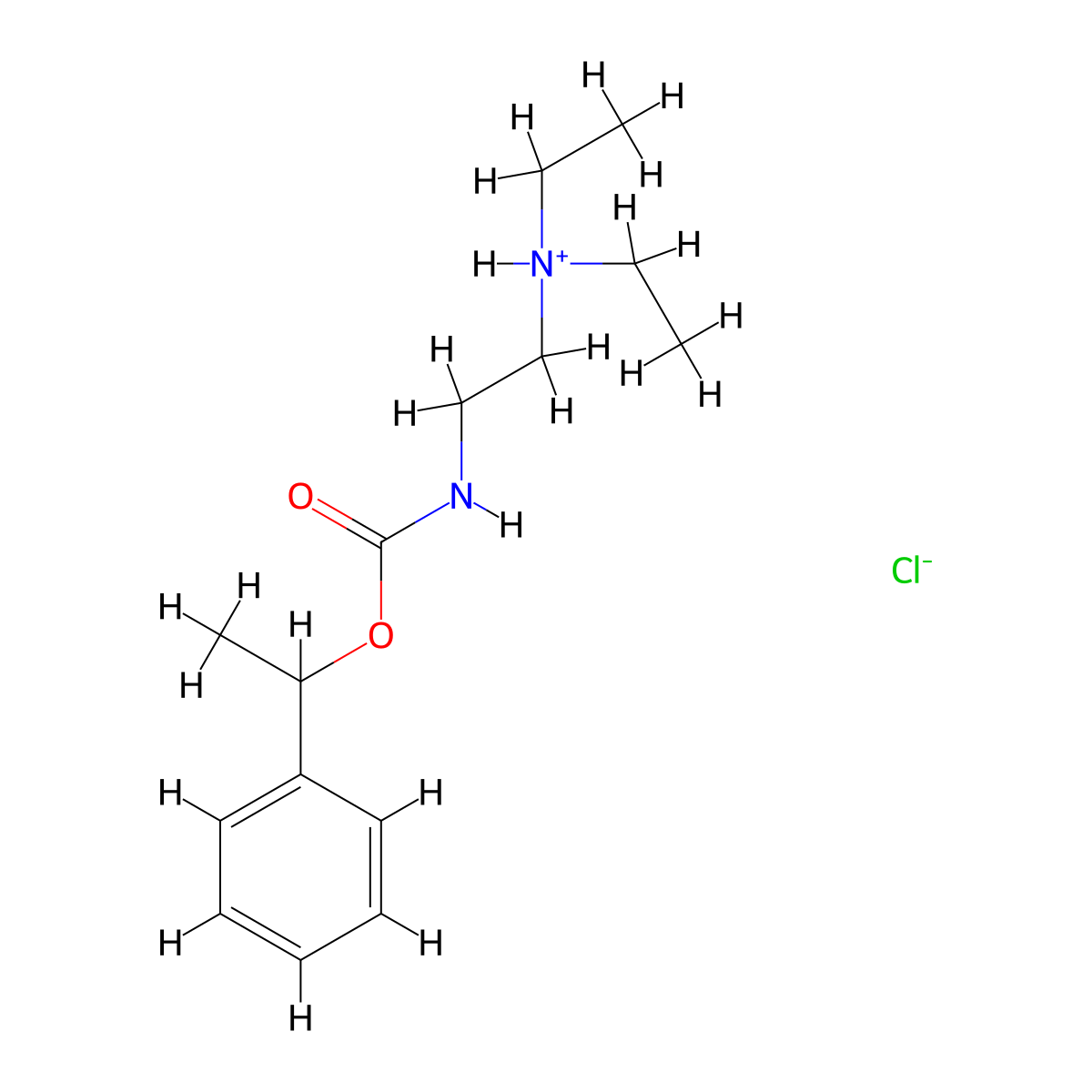 1-Phenylethyl hydrogen (2-(diethylamino)ethyl)carbonimidate--hydrogen chloride (1/1) molecular structure, CAS 101491-65-0