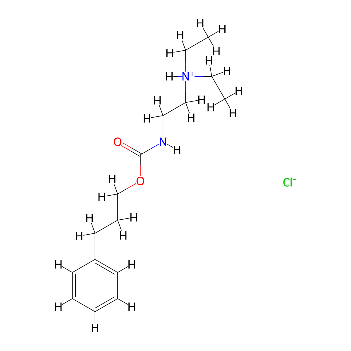 Carbamic acid, (2-(diethylamino)ethyl)-, 3-phenylpropyl ester, monohydrochloride molecular structure, CAS 101491-69-4