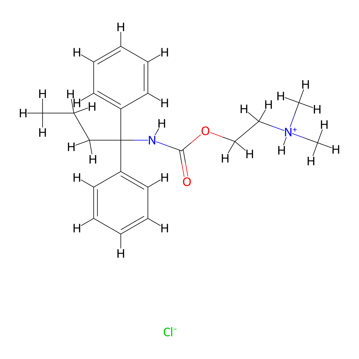 2-(Dimethylamino)ethyl hydrogen (1,1-diphenylbutyl)carbonimidate--hydrogen chloride (1/1) molecular structure, CAS 101491-78-5