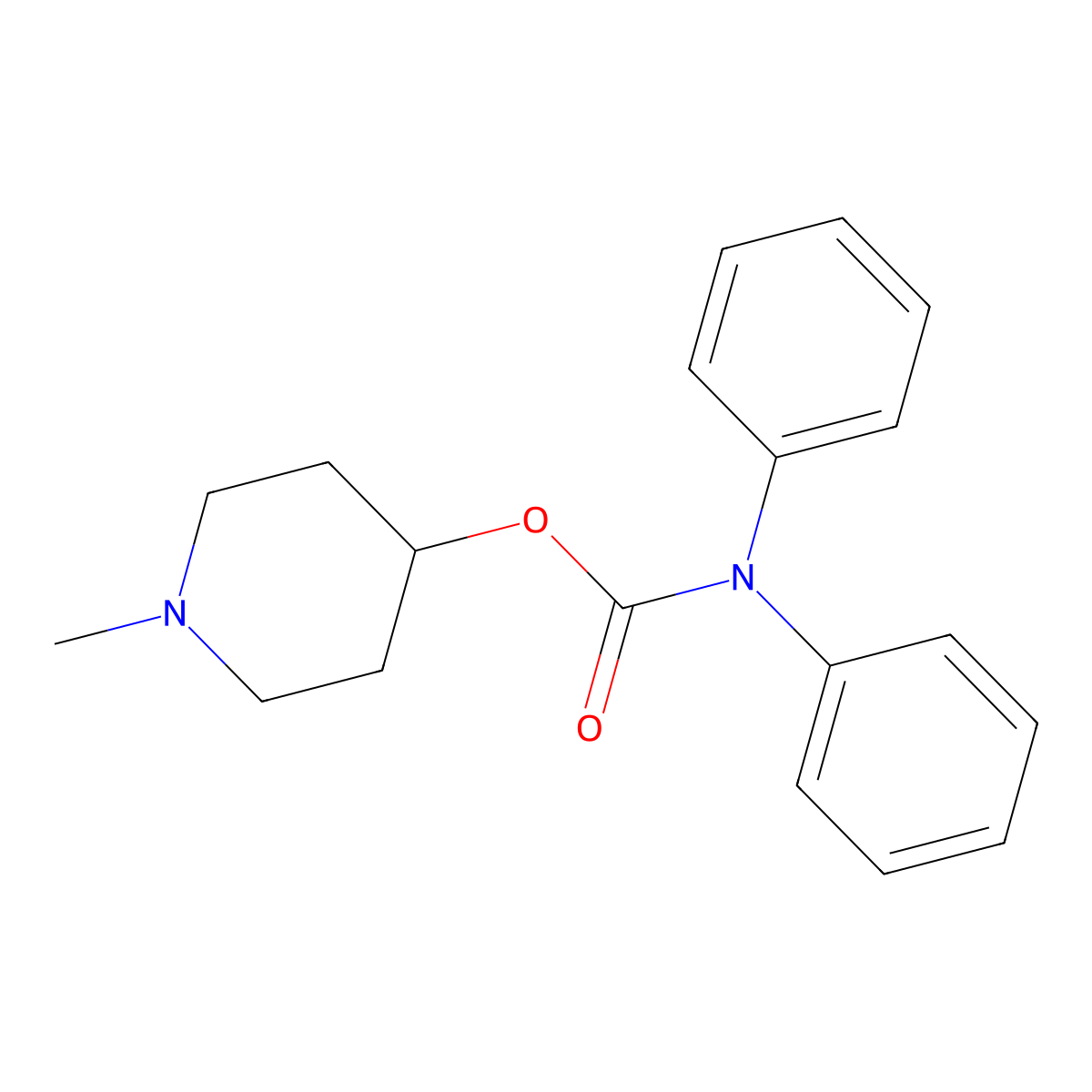 Carbamic acid, diphenyl-, 1-methyl-4-piperidyl ester molecular structure, CAS 101491-79-6