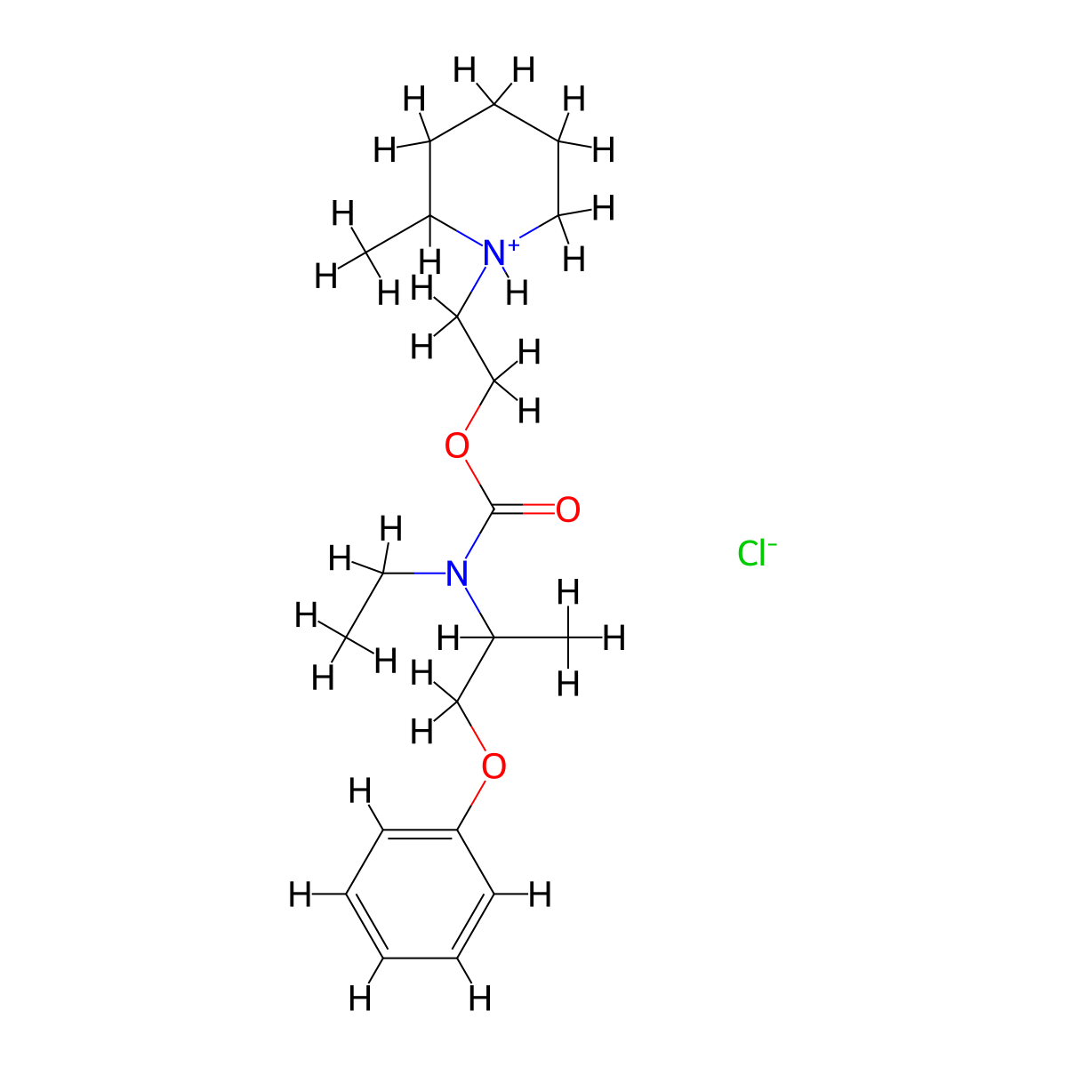 2-(2-Methylpiperidin-1-yl)ethyl ethyl(1-phenoxypropan-2-yl)carbamate--hydrogen chloride (1/1) molecular structure, CAS 101491-83-2