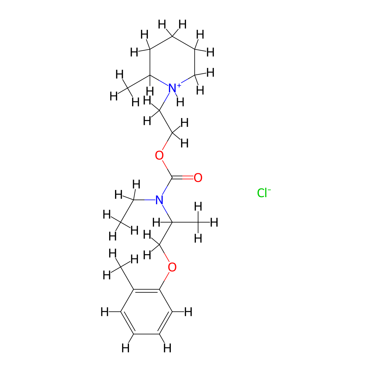 Carbamic acid, N-ethyl-N-(1-(o-tolyloxy)-2-propyl)-, 2-(2-methylpiperidino)ethyl ester, hydrochloride molecular structure, CAS 101491-84-3