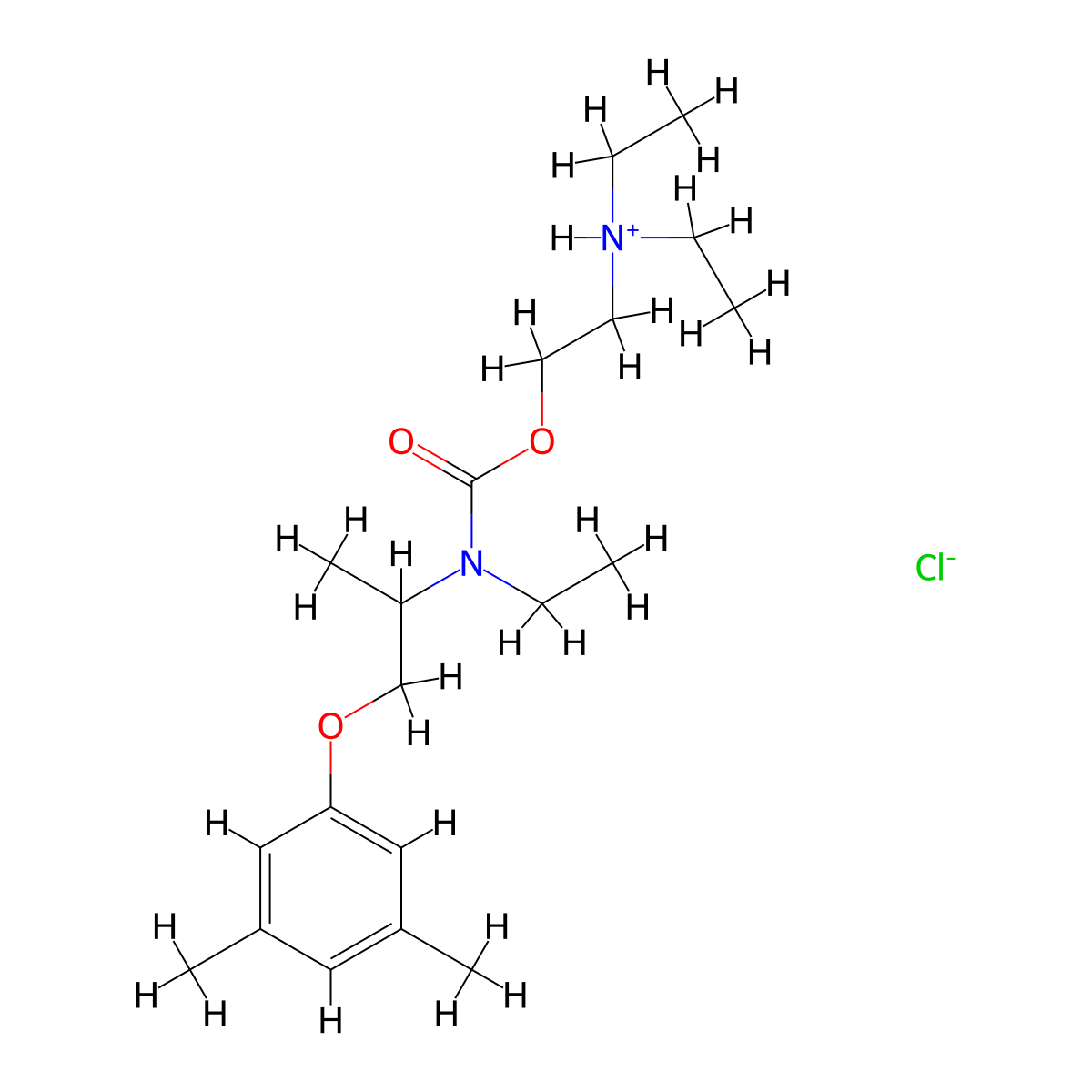 Carbamic acid, N-ethyl-N-(1-(3,5-xylyloxy)-2-propyl)-, 2-(diethylamino)ethyl ester, hydrochloride molecular structure, CAS 101491-85-4