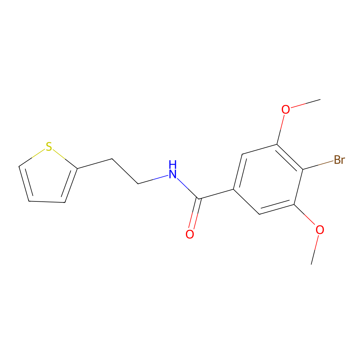 4-bromo-3,5-dimethoxy-N-[2-(2-thienyl)ethyl]benzamide molecular structure, CAS 1014924-44-7