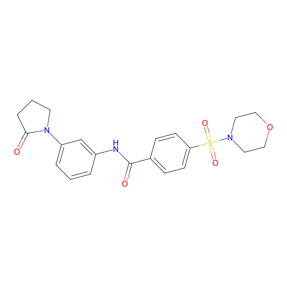 4-(morpholine-4-sulfonyl)-N-[3-(2-oxopyrrolidin-1-yl)phenyl]benzamide molecular structure, CAS 1014950-00-5