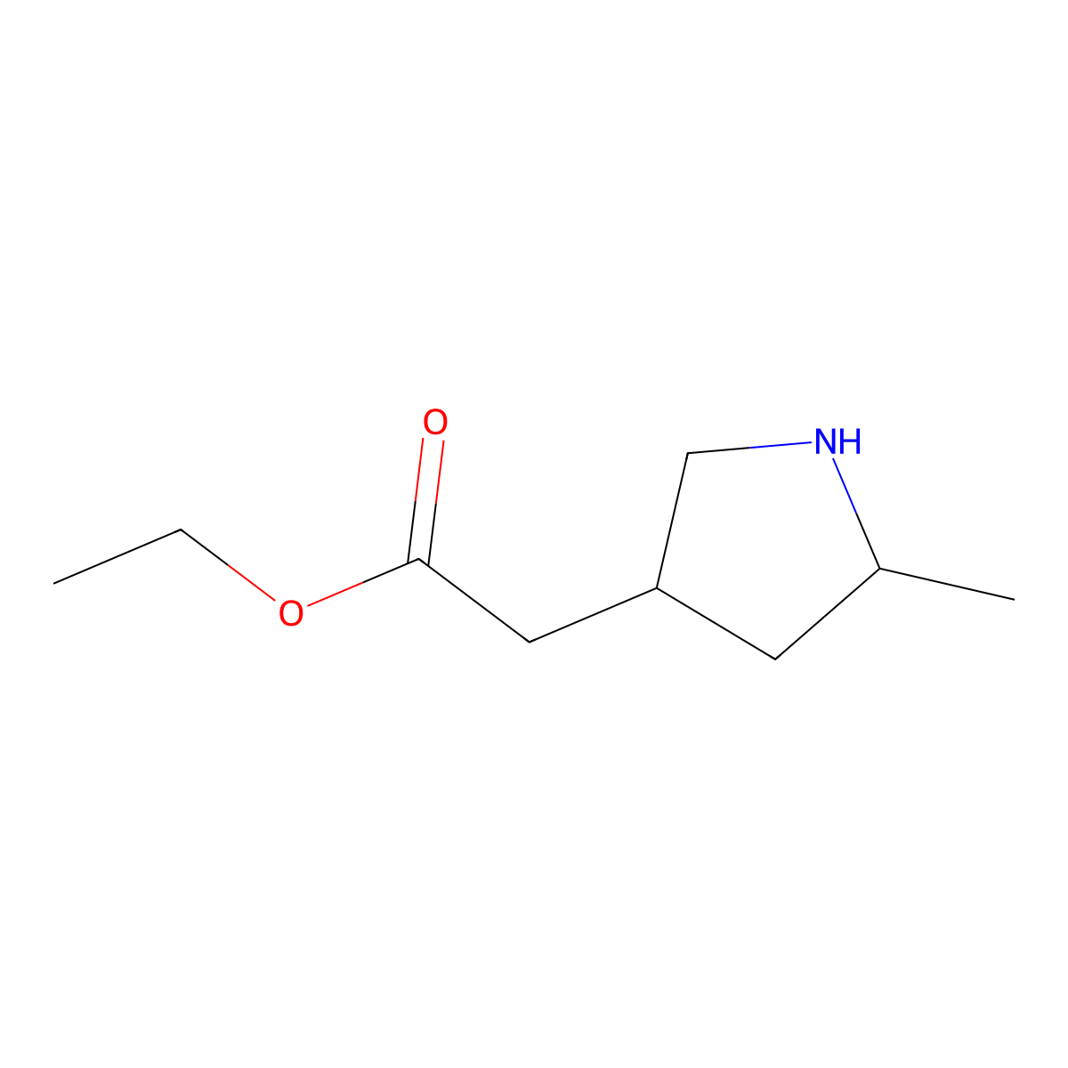 Ethyl 2-(5-methylpyrrolidin-3-yl)acetate molecular structure, CAS 101498-25-3