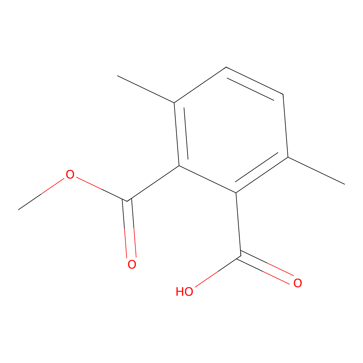 2-(Methoxycarbonyl)-3,6-dimethylbenzoic acid molecular structure, CAS 1015-54-9