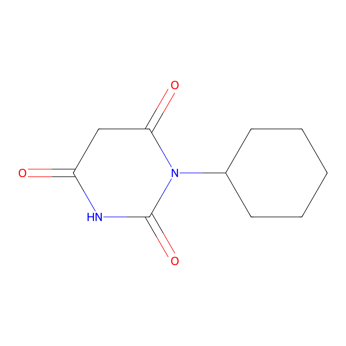 1-cyclohexylpyrimidine-2,4,6(1H,3H,5H)-trione molecular structure, CAS 1015-65-2