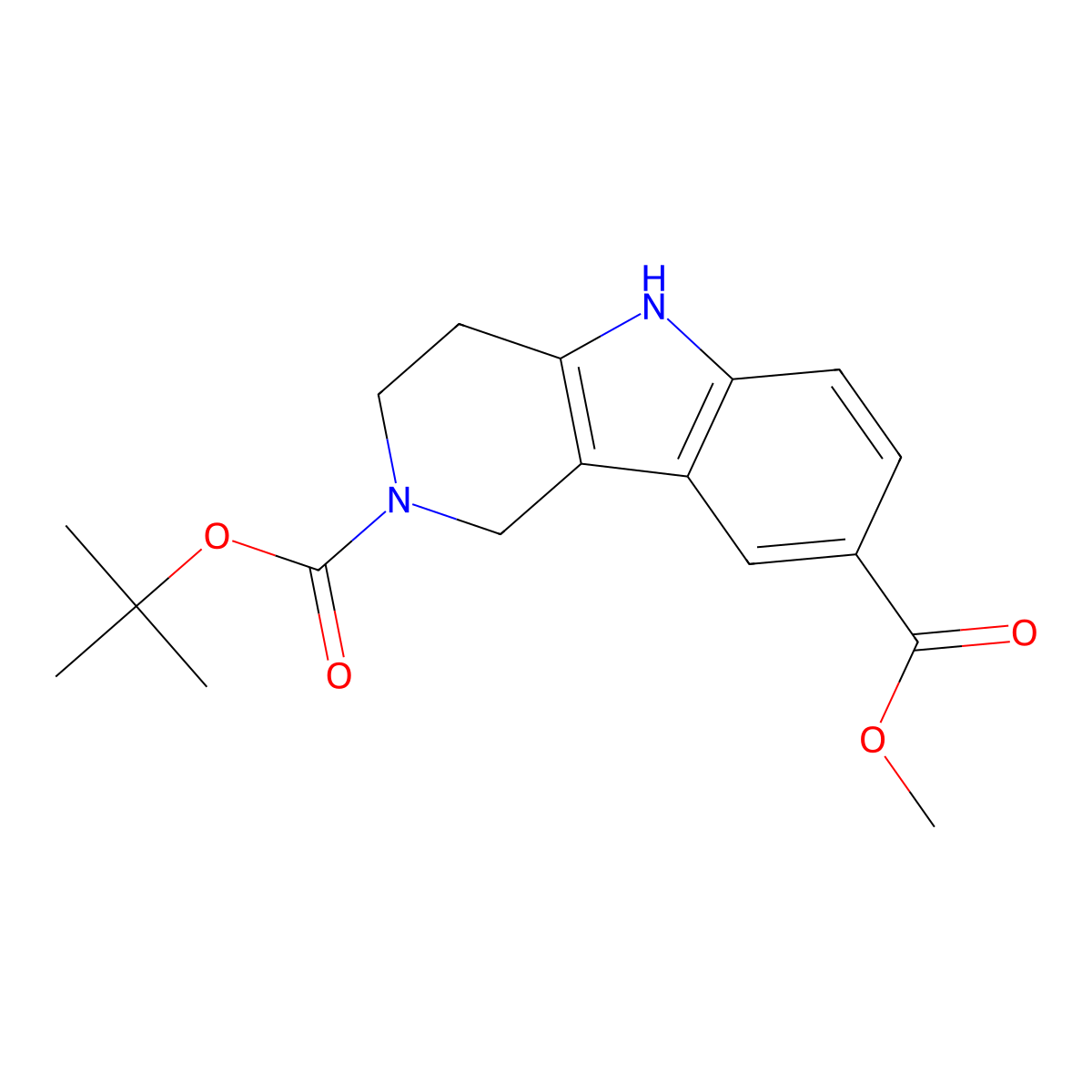 2-tert-butyl 8-methyl 3,4-dihydro-1H-pyrido[4,3-b]indole-2,8(5H)-dicarboxylate molecular structure, CAS 1015082-05-9