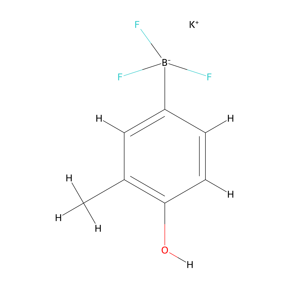 Potassium trifluoro(4-hydroxy-3-methylphenyl)borate(1-) molecular structure, CAS 1015082-72-0