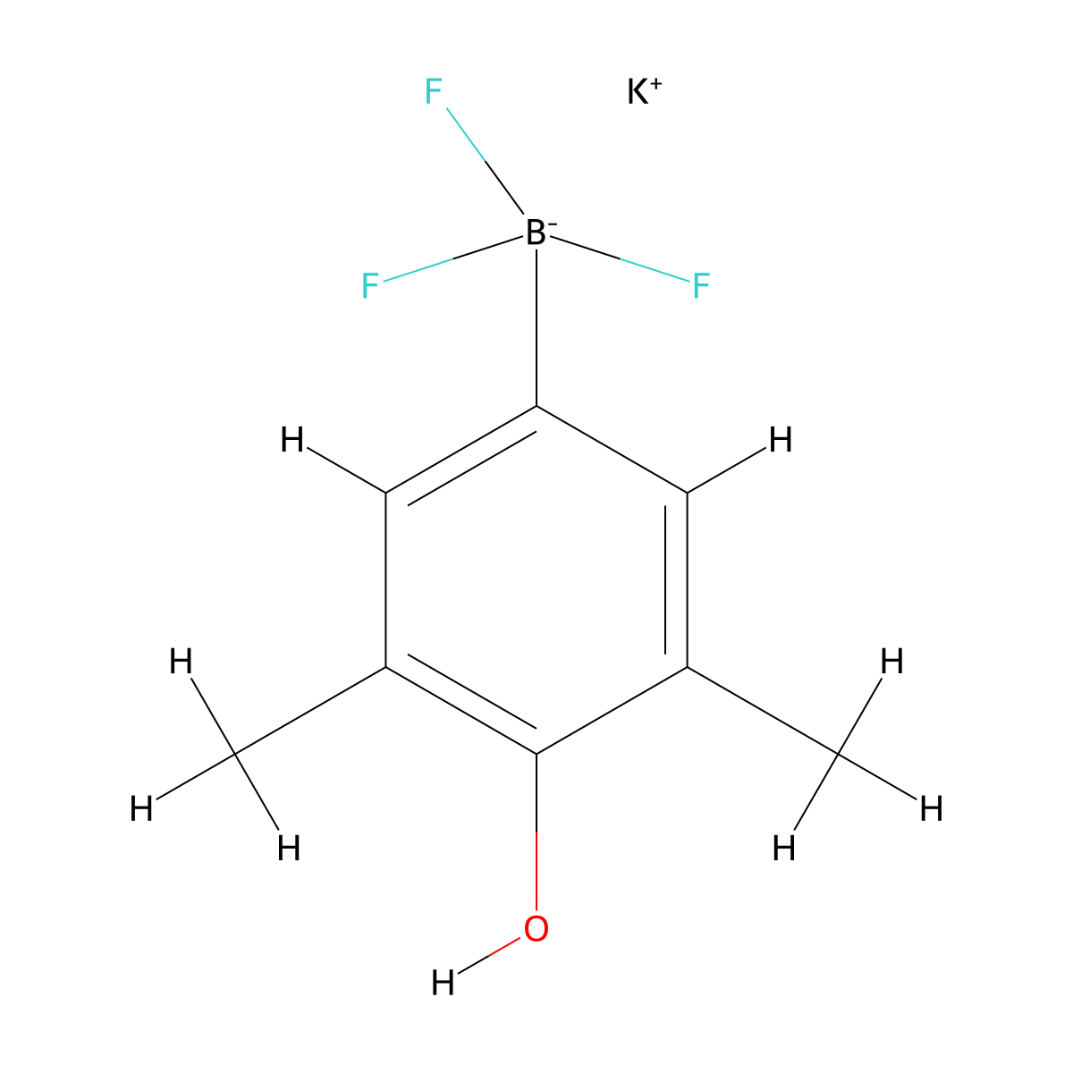 Potassium trifluoro(4-hydroxy-3,5-dimethylphenyl)boranuide molecular structure, CAS 1015082-73-1