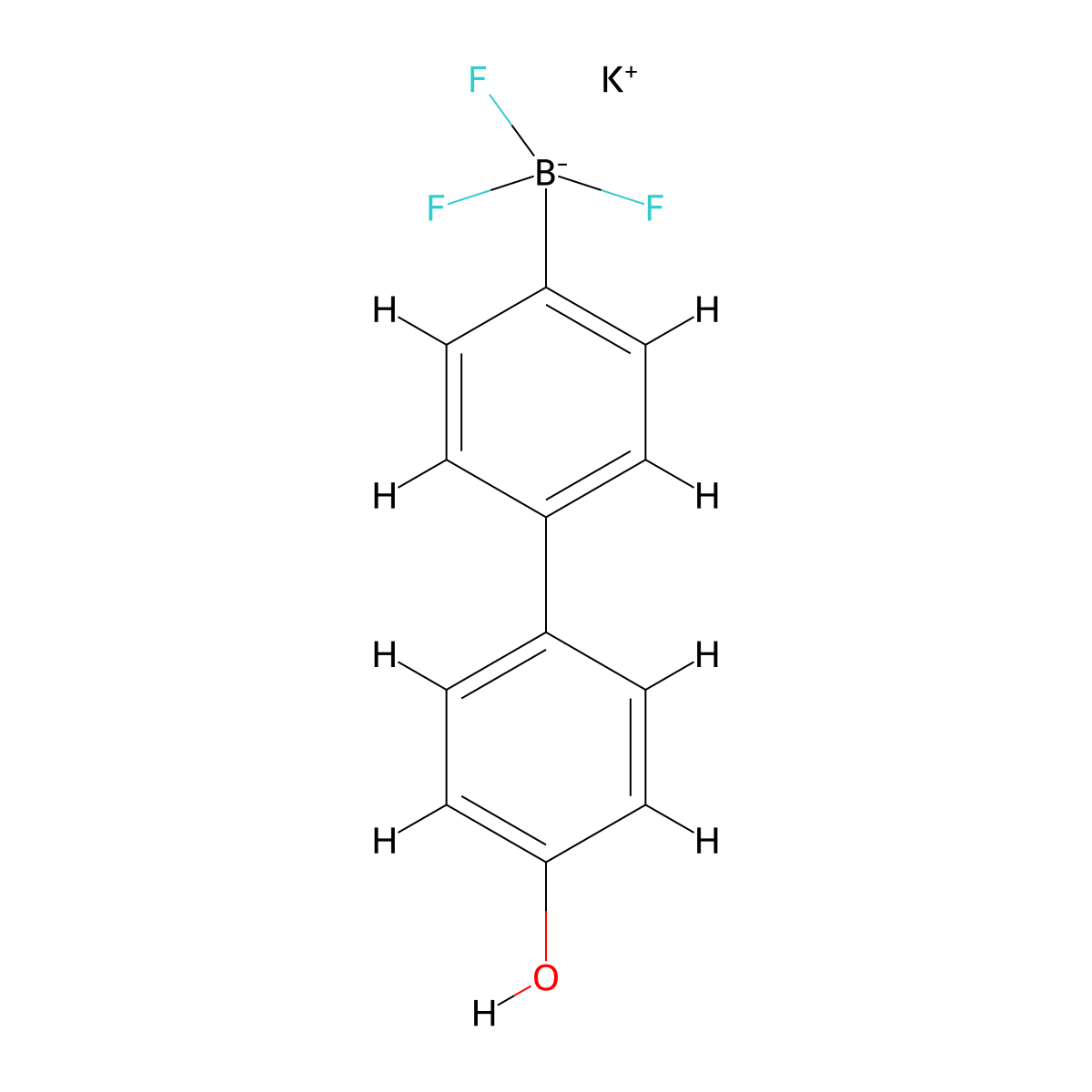 Potassium trifluoro(4'-hydroxy-[1,1'-biphenyl]-4-yl)borate molecular structure, CAS 1015082-75-3