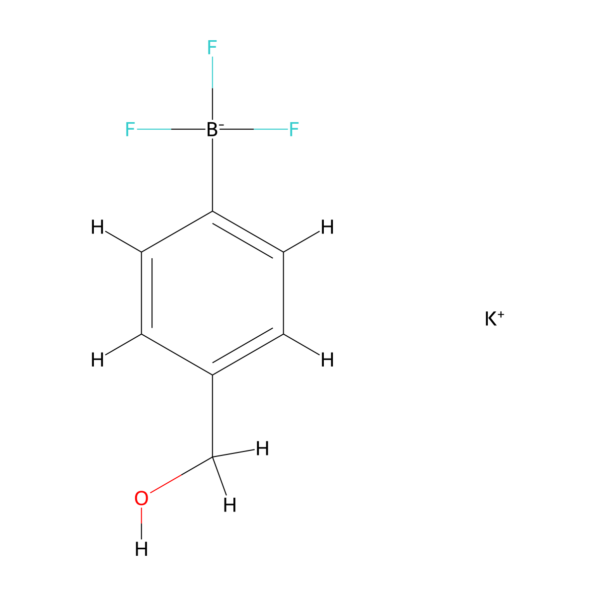 potassium trifluoro-[4-(hydroxymethyl)phenyl]boranuide molecular structure, CAS 1015082-78-6