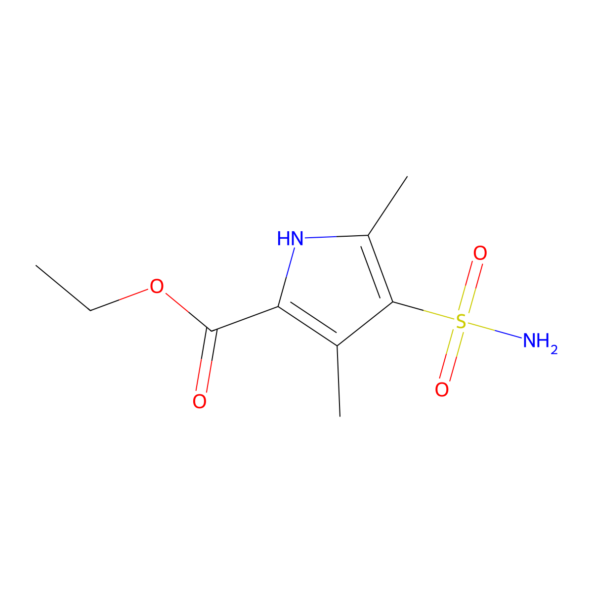 ethyl 3,5-dimethyl-4-sulfamoyl-1H-pyrrole-2-carboxylate molecular structure, CAS 1015171-02-4