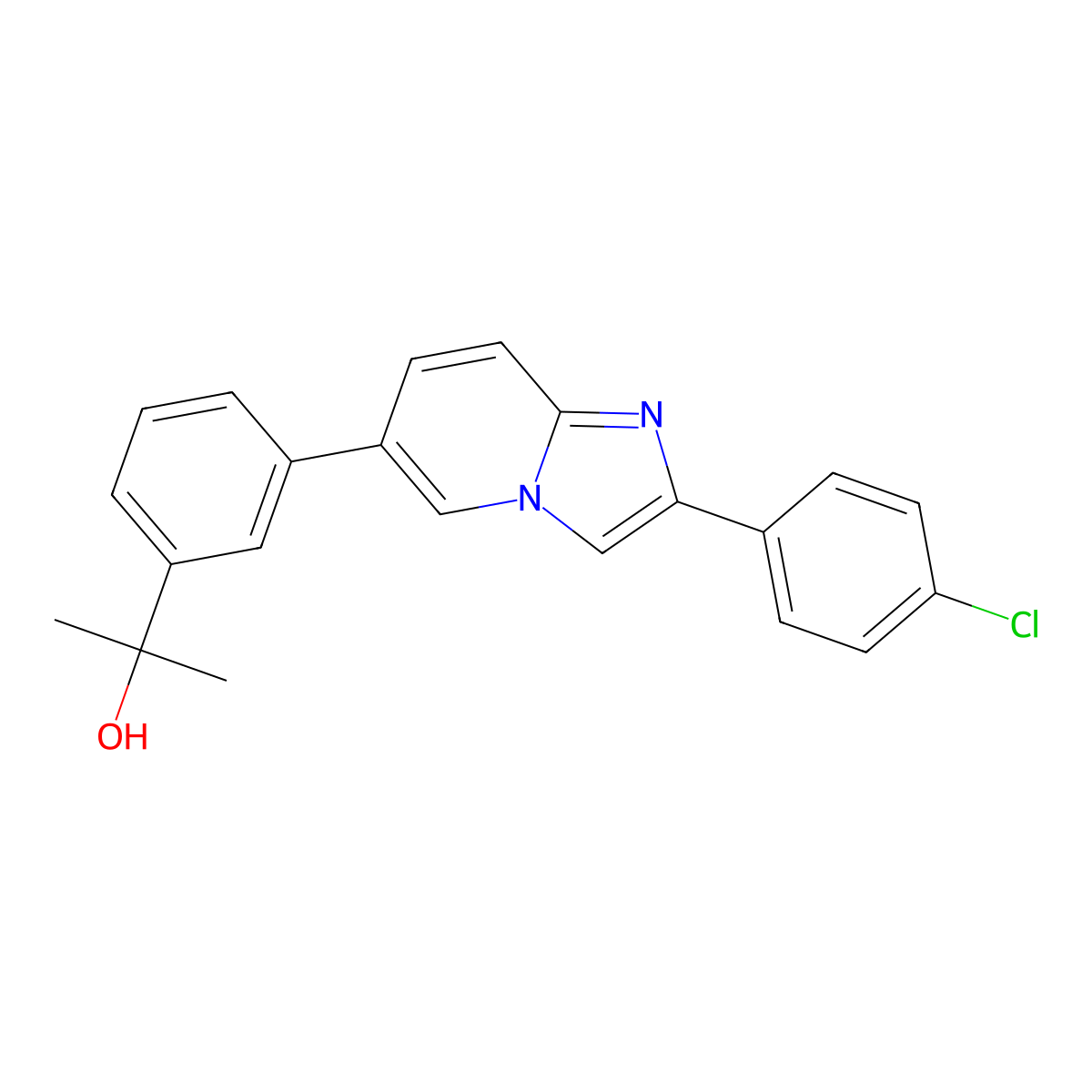 2-(3-(2-(4-Chlorophenyl)imidazo(1,2-a)-pyridin-6-yl)phenyl)propan-2-ol molecular structure, CAS 1015231-98-7