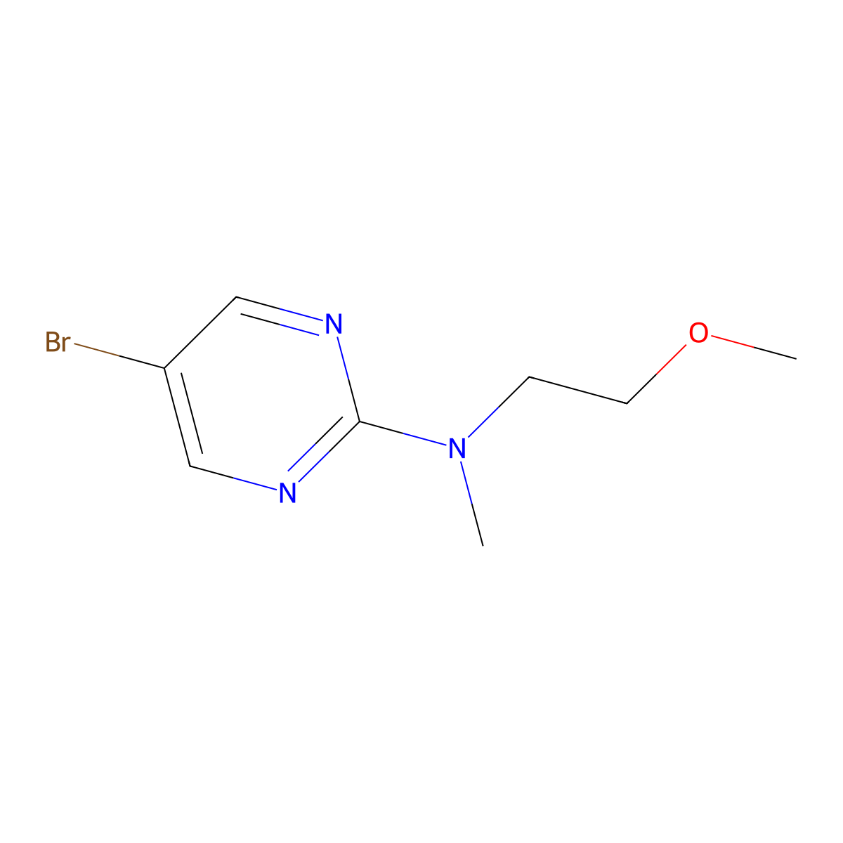 5-bromo-N-(2-methoxyethyl)-N-methylpyrimidin-2-amine molecular structure, CAS 1015241-94-7