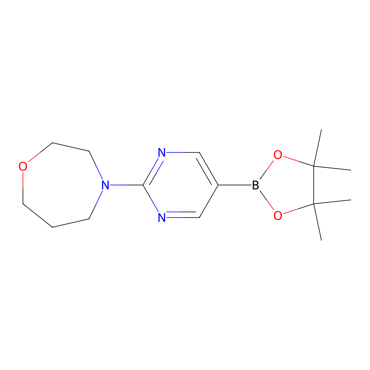 4-[5-(4,4,5,5-Tetramethyl-1,3,2-dioxaborolan-2-yl)pyrimidin-2-yl]-1,4-oxazepane molecular structure, CAS 1015242-04-2