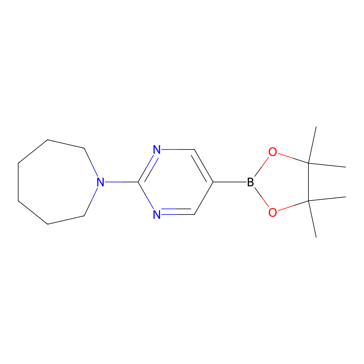 1-(5-(4,4,5,5-Tetramethyl-1,3,2-dioxaborolan-2-YL)pyrimidin-2-YL)azepane molecular structure, CAS 1015242-05-3