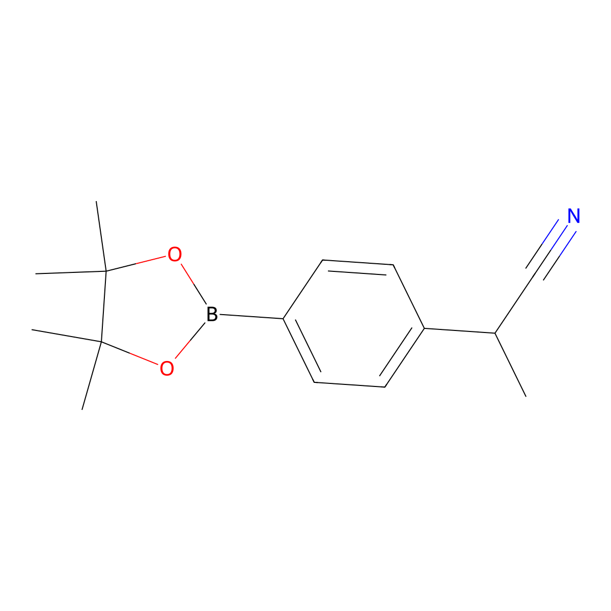 2-(4-(4,4,5,5-Tetramethyl-1,3,2-dioxaborolan-2-yl)phenyl)propanenitrile molecular structure, CAS 1015255-36-3