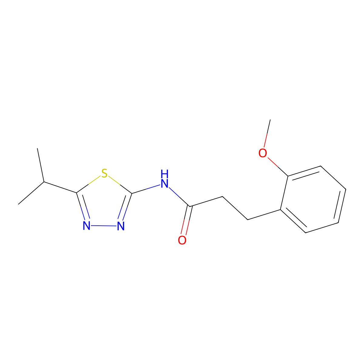 3-(2-methoxyphenyl)-N-[(2E)-5-(propan-2-yl)-1,3,4-thiadiazol-2(3H)-ylidene]propanamide molecular structure, CAS 1015356-06-5