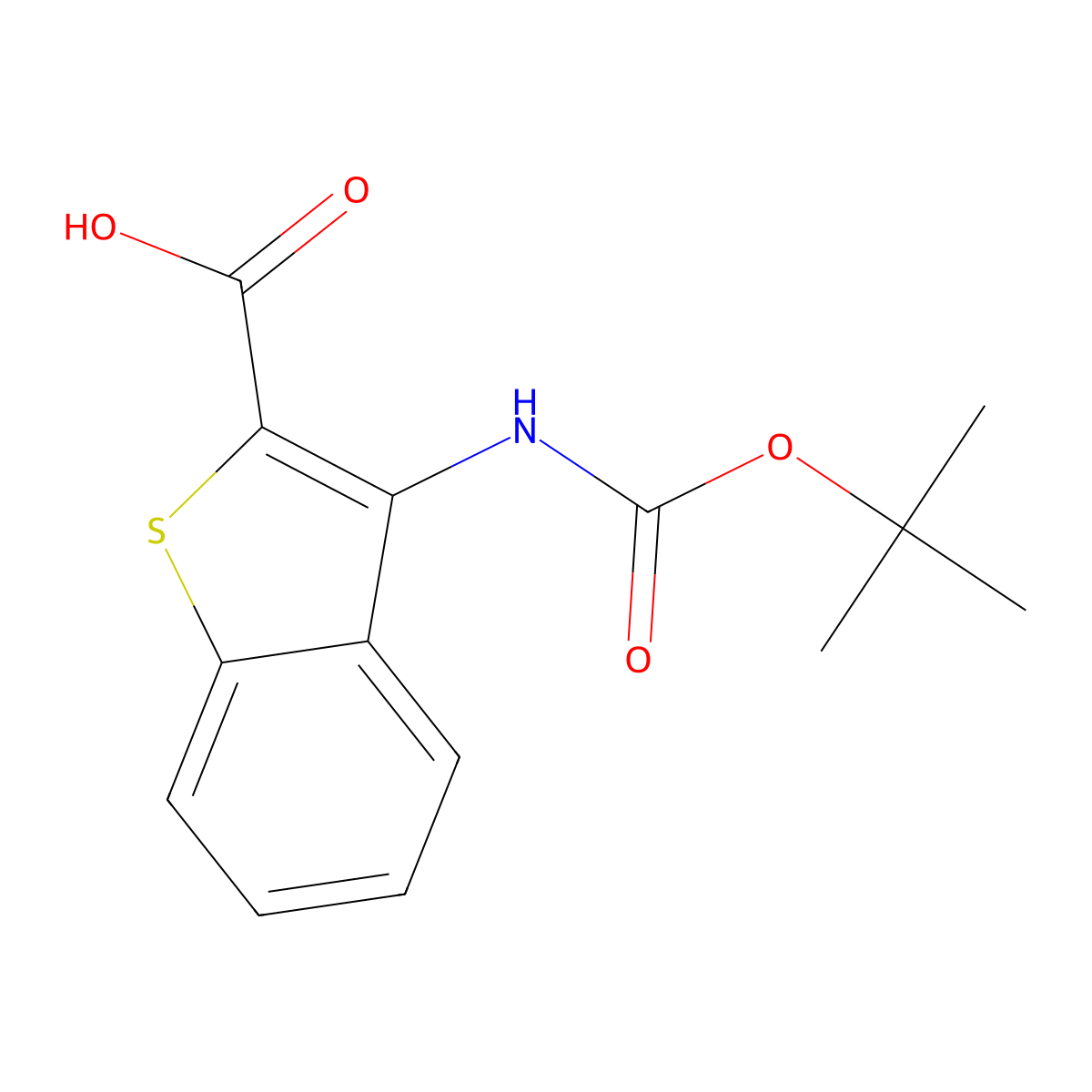 3-(((1,1-Dimethylethoxy)carbonyl)amino)benzo(b)thiophene-2-carboxylic acid molecular structure, CAS 101537-65-9