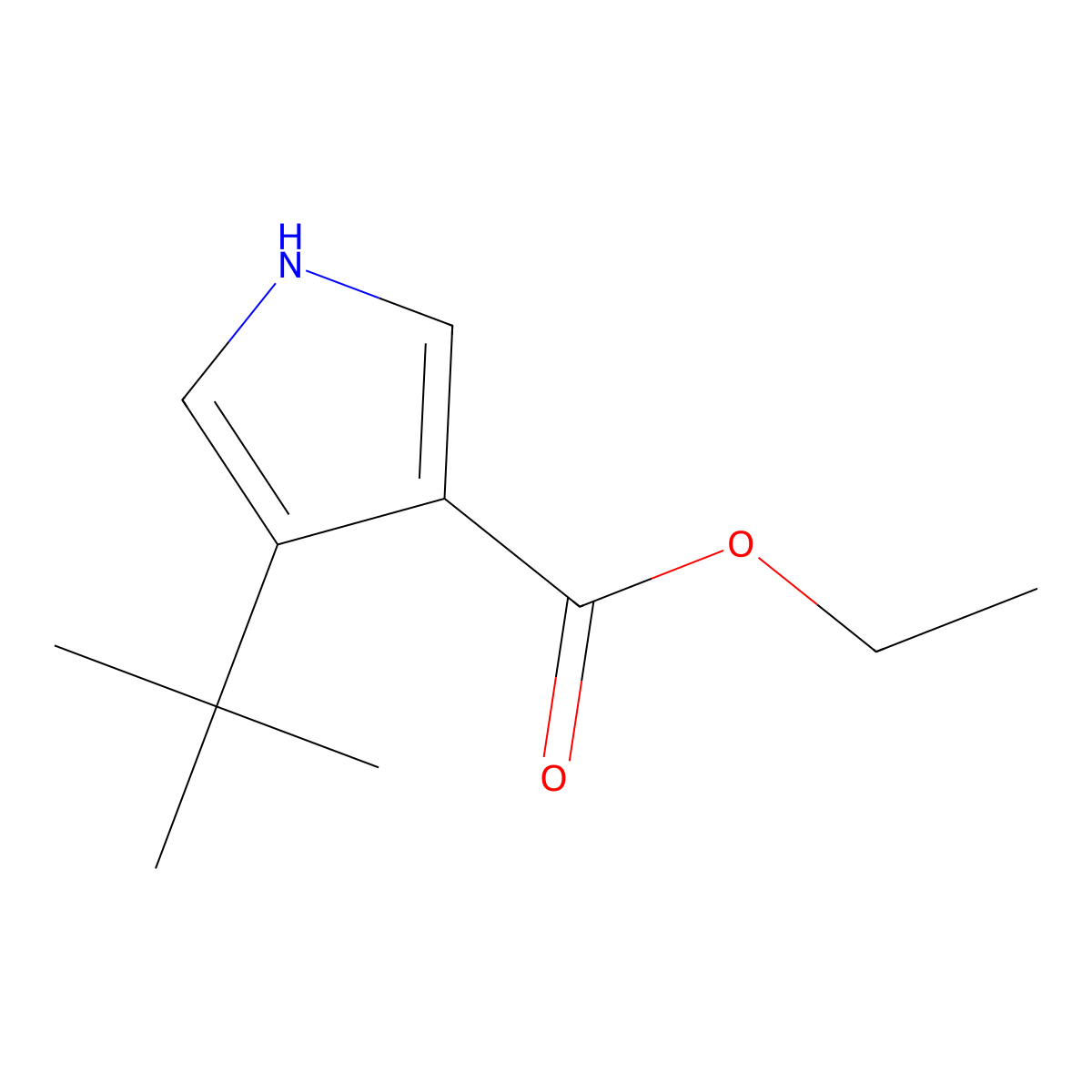 Ethyl 4-tert-butyl-1H-pyrrole-3-carboxylate molecular structure, CAS 1015420-47-9