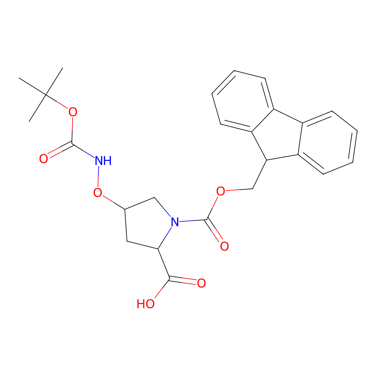 Fmoc-L-cis-Hyp(NHBoc)-OH molecular structure, CAS 1015426-31-9